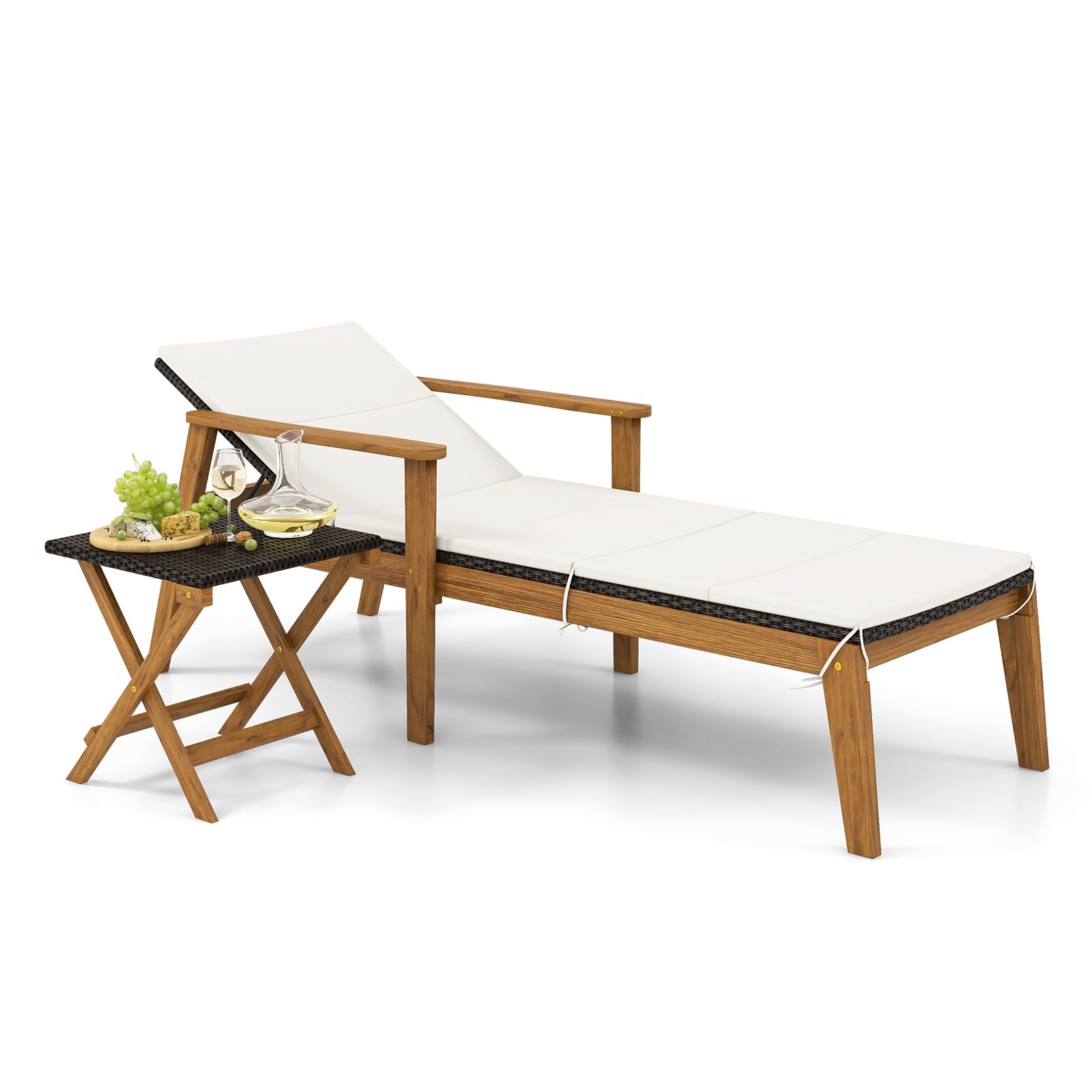 Ensemble de chaises longues d'extérieur Tangkula, chaises longues de patio en rotin avec accoudoirs et dossier à 4 niveaux